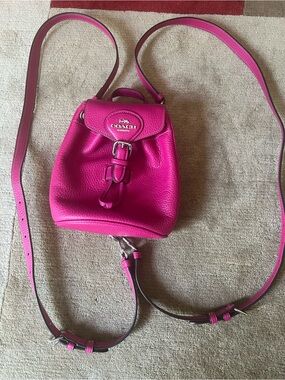 Coach Hot Pink Pebbled Leather Mini Backpack